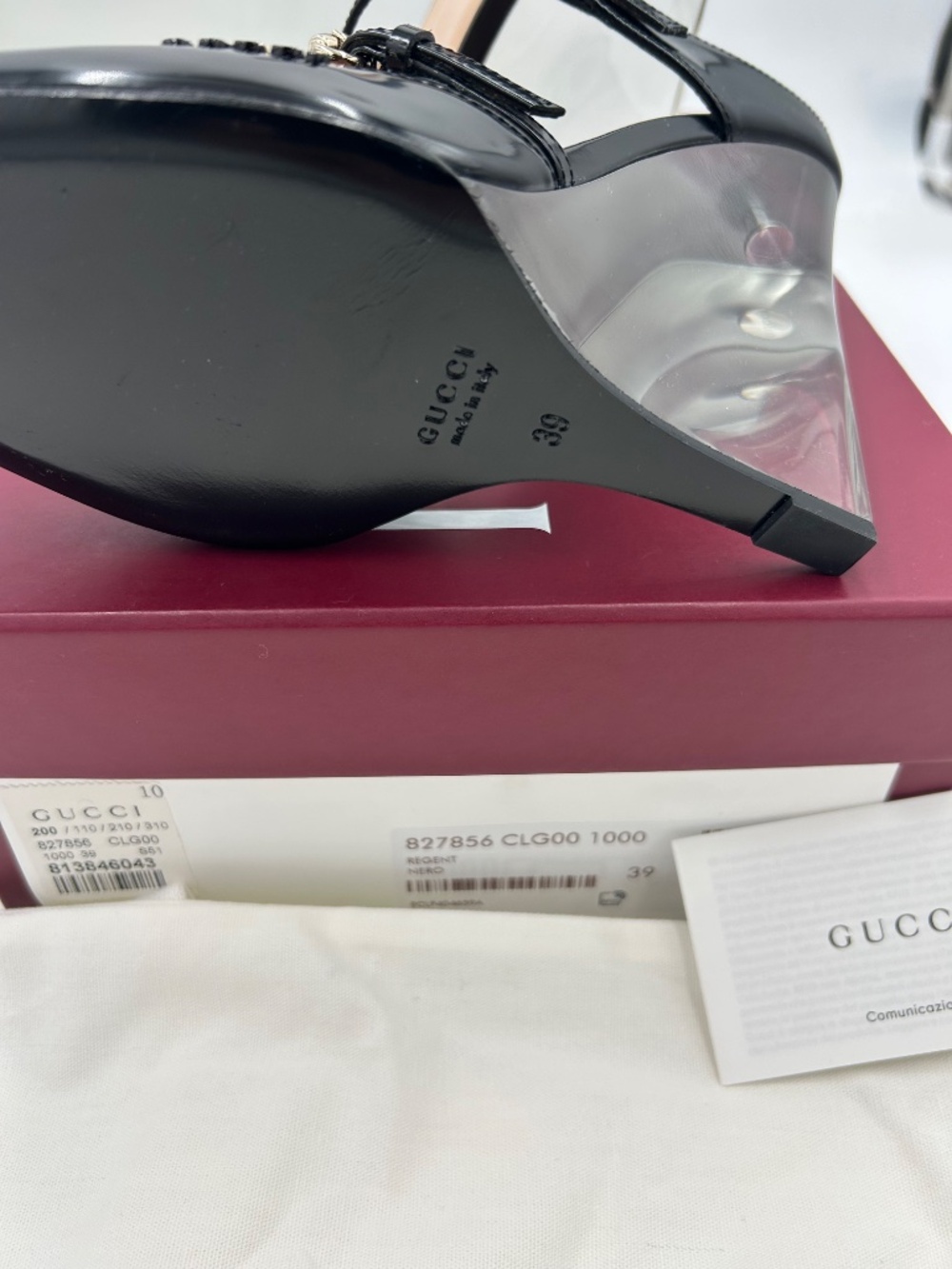 Women’s Gucci Christy Regent Patent  Leather Wedge Mules. Size 9. Made in Italy. - Picture 8 of 12